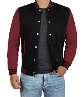 black and maroon letterman jacket for men