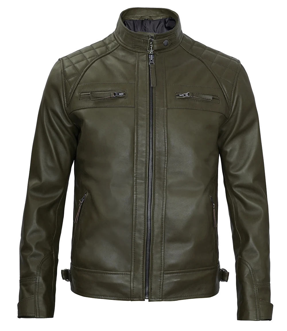 dark green leather jacket