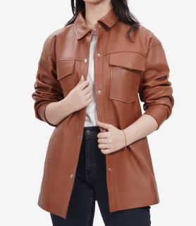 womens cognac leather jacket oversized