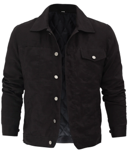 Men Black Rip Trucker Jacket
