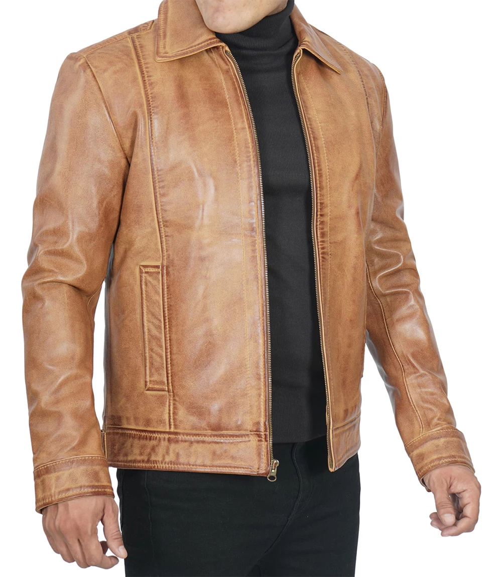yellow waxed leather jacket