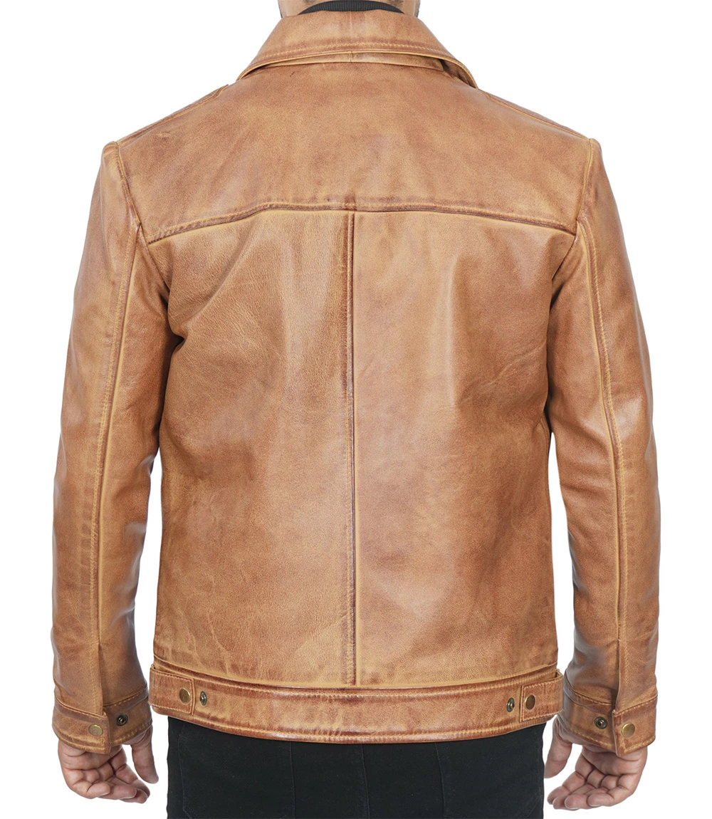 yellow waxed leather jacket