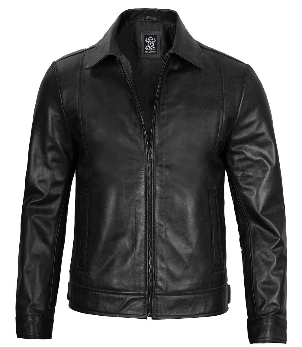 black mens leather jacket