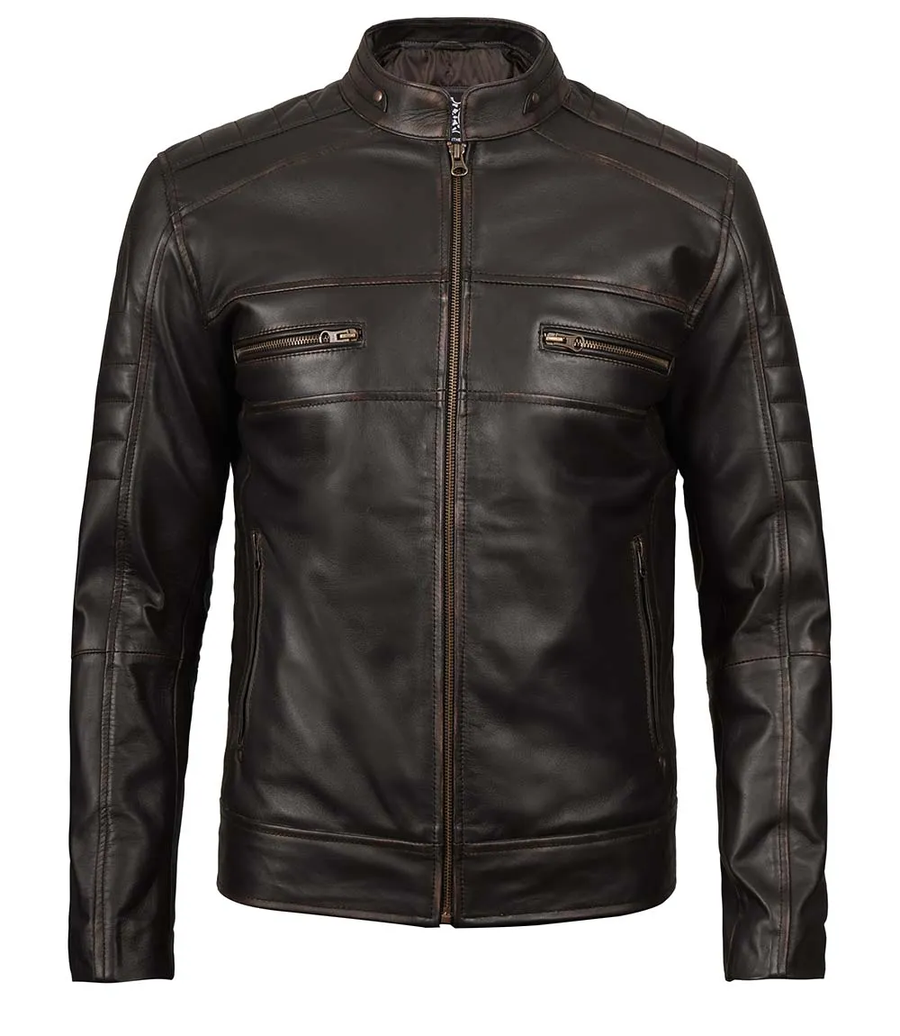 Leather Biker Jacket Mens