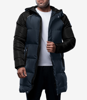 Lonnie Puffer Hooded Coat Blue and Black