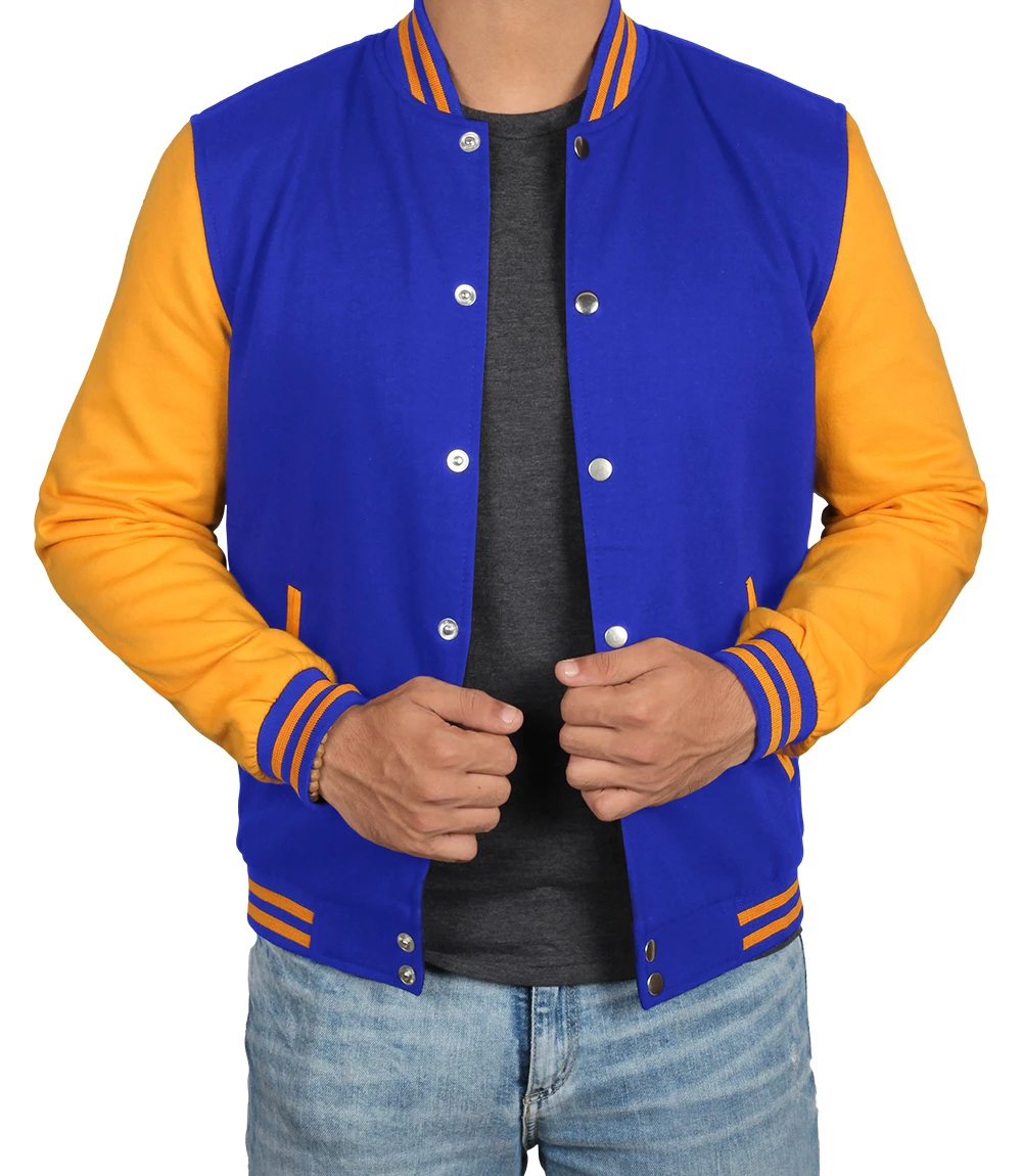 Baseball Style Blue and Yellow Letterman Jacket