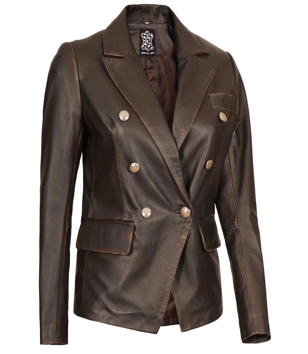 kardashian leather blazer jacket brown
