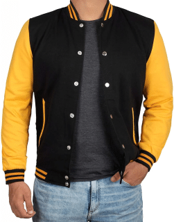 yellow and black letterman jacket