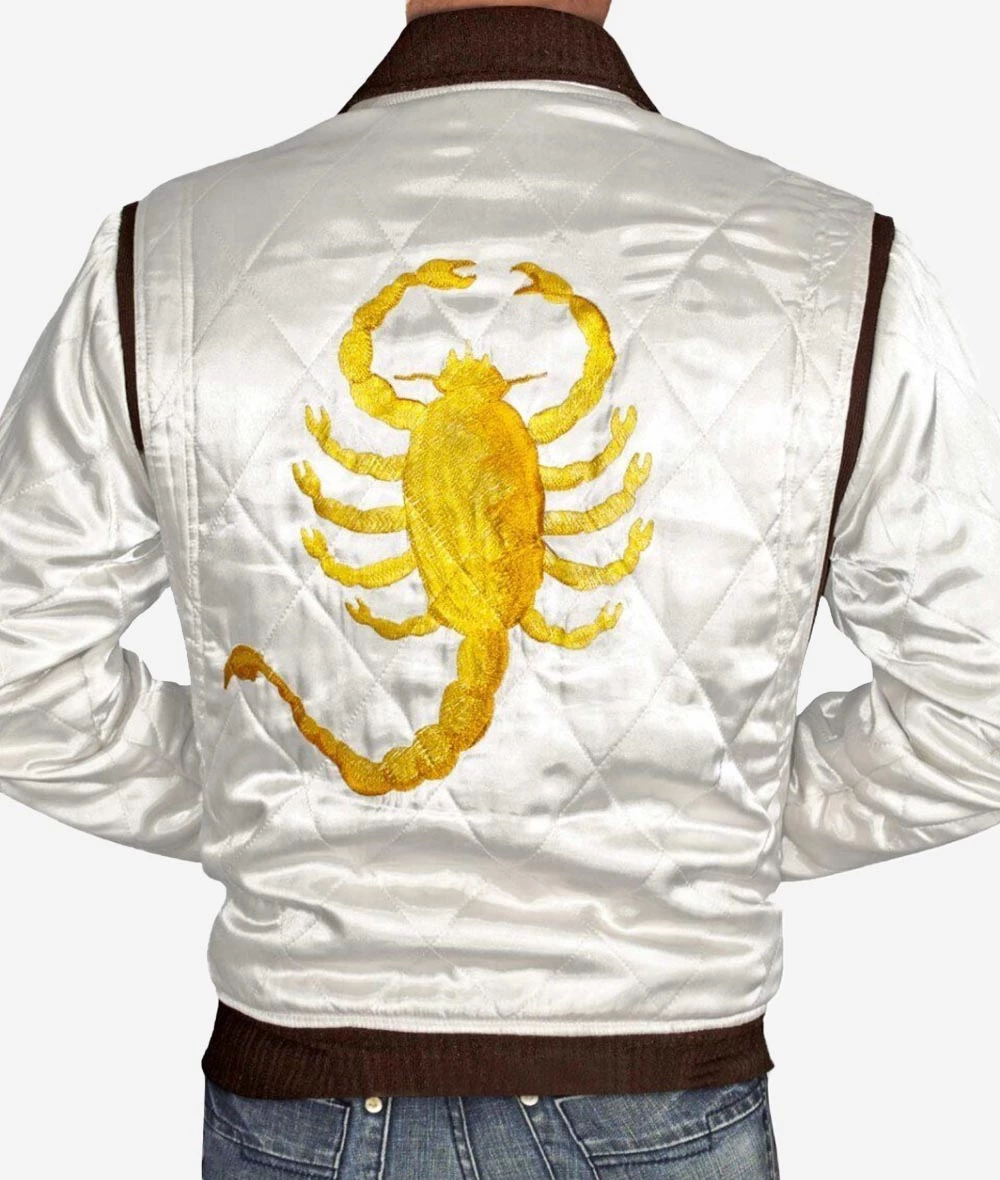 White Satin Bomber Jacket For Men