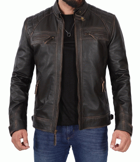 rub off leather jacket dark brown