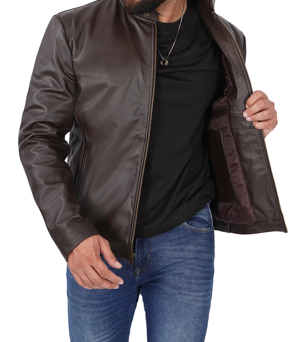 Mens Biker Real Leather Jacket