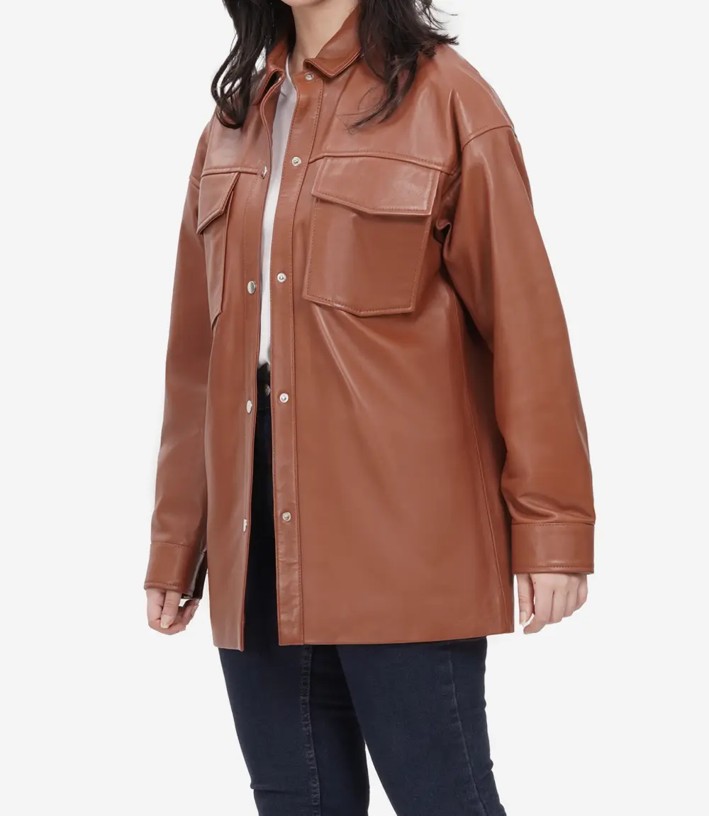 leather jacket womens cognac oversized
