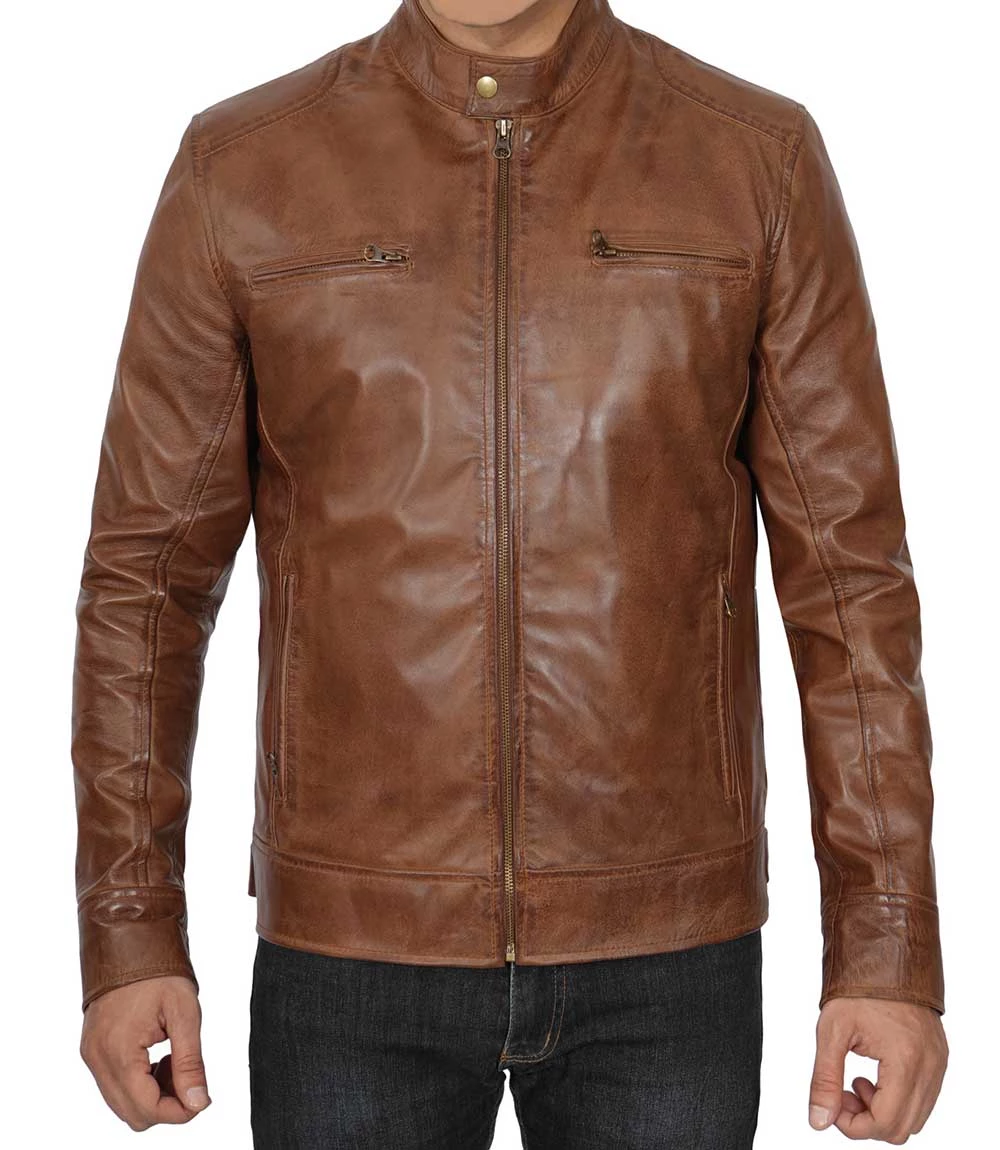 cafe racer mens leather jacket
