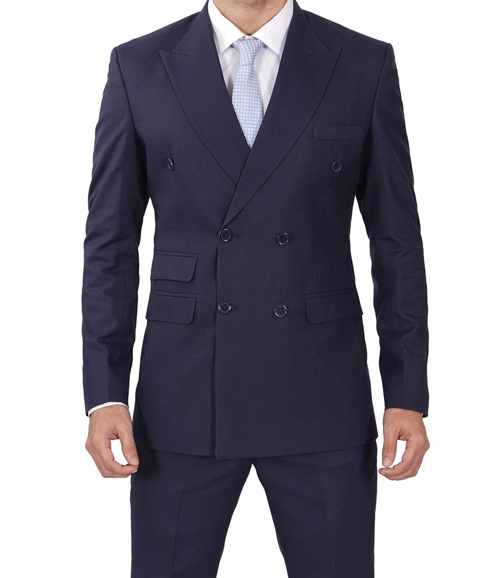 Mens Navy Blue Double Breasted Suit