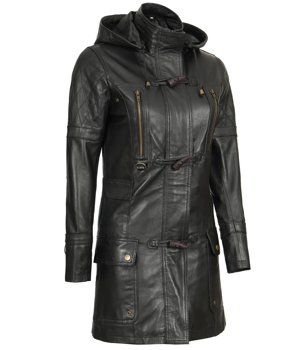 Women Black Leather Coat