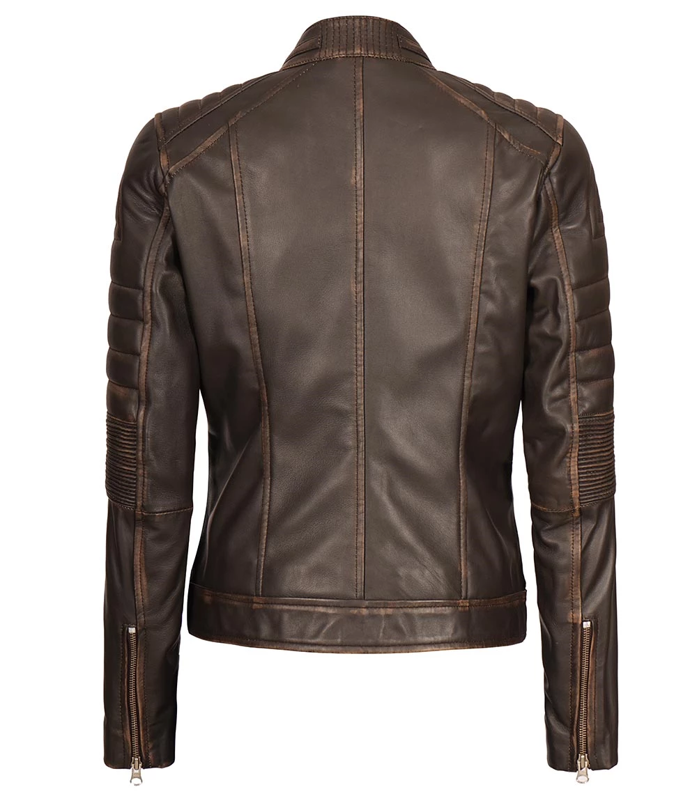 lambskin leather jacket for womens in brown