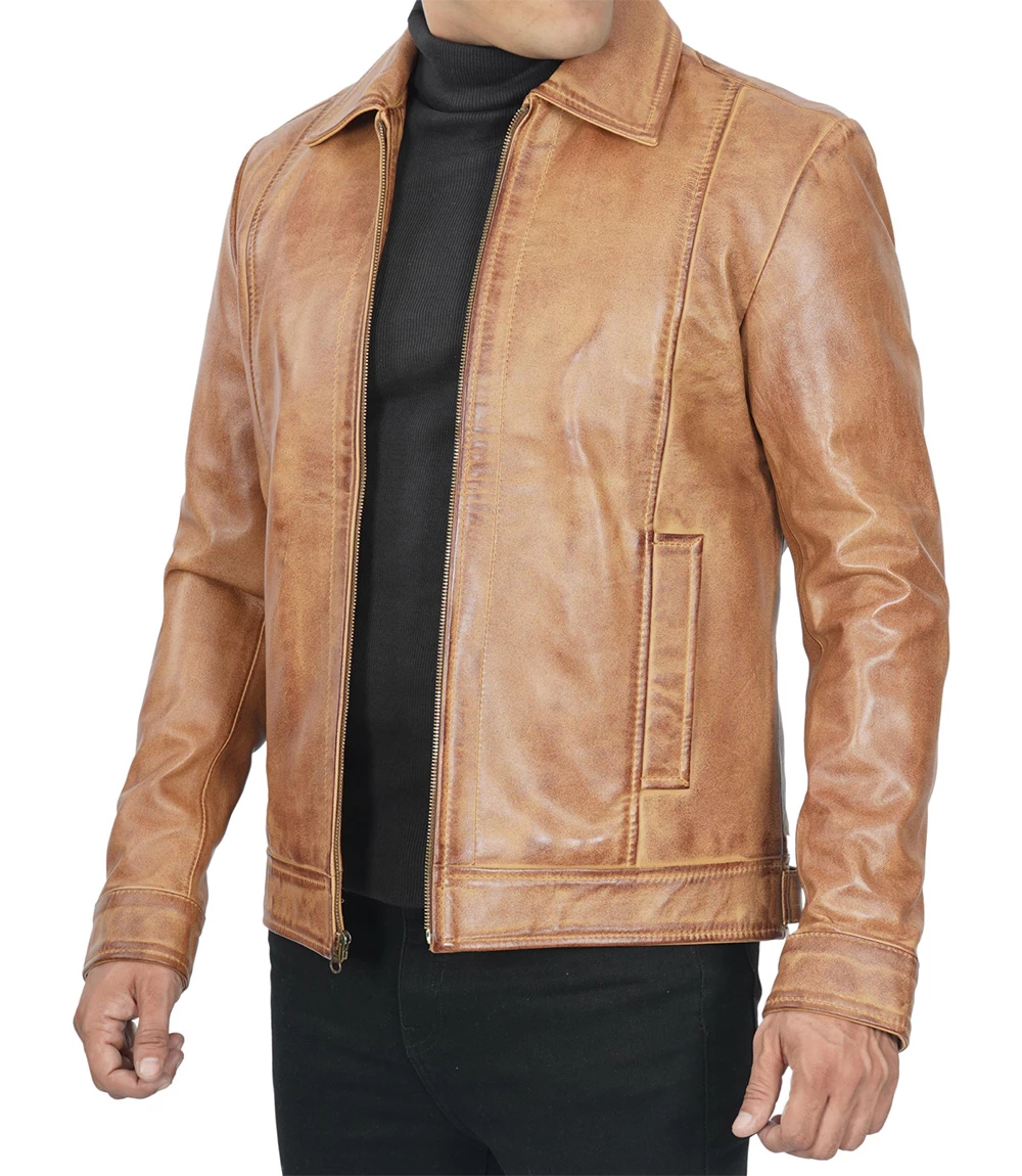 yellow waxed leather jacket