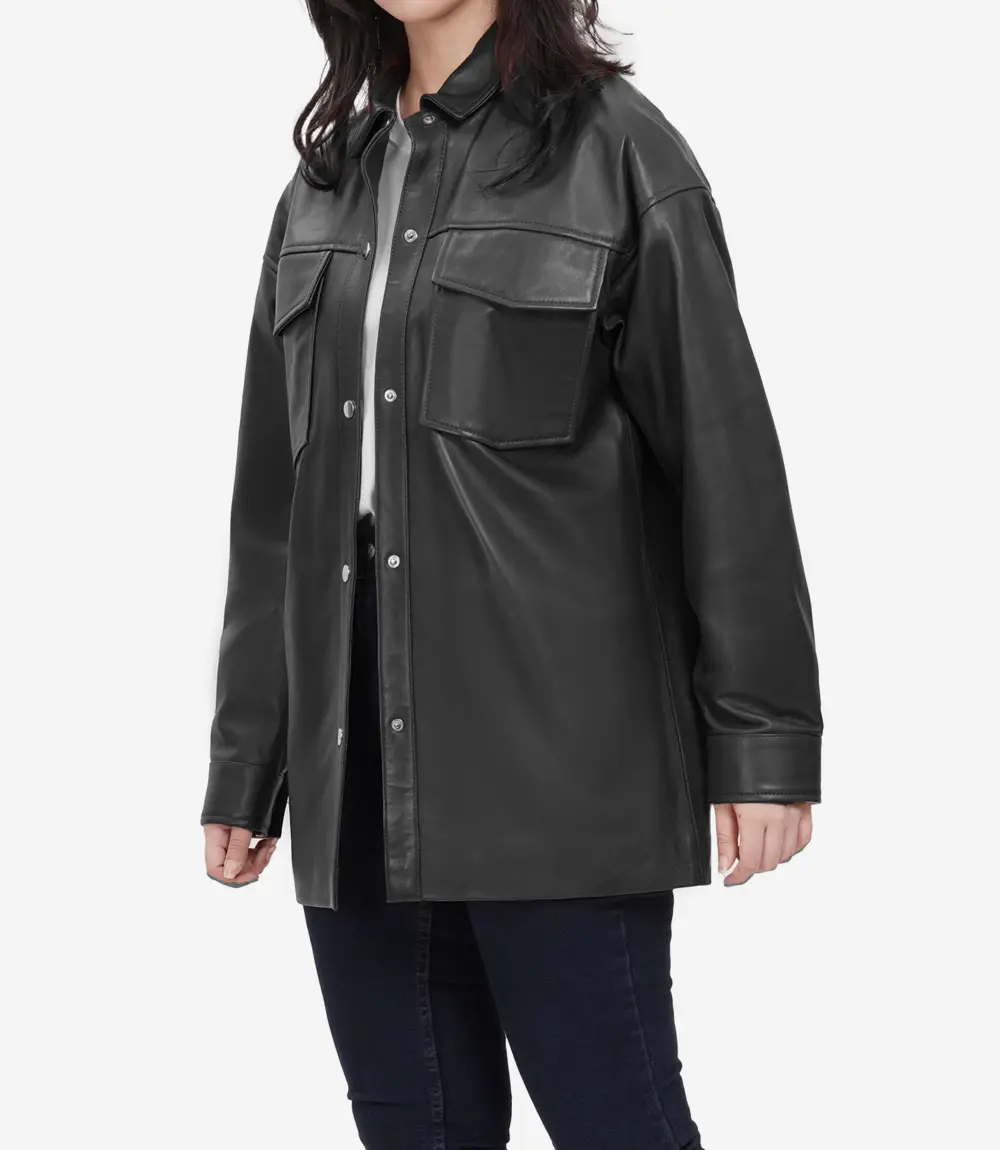 oversized leather jacket womens black