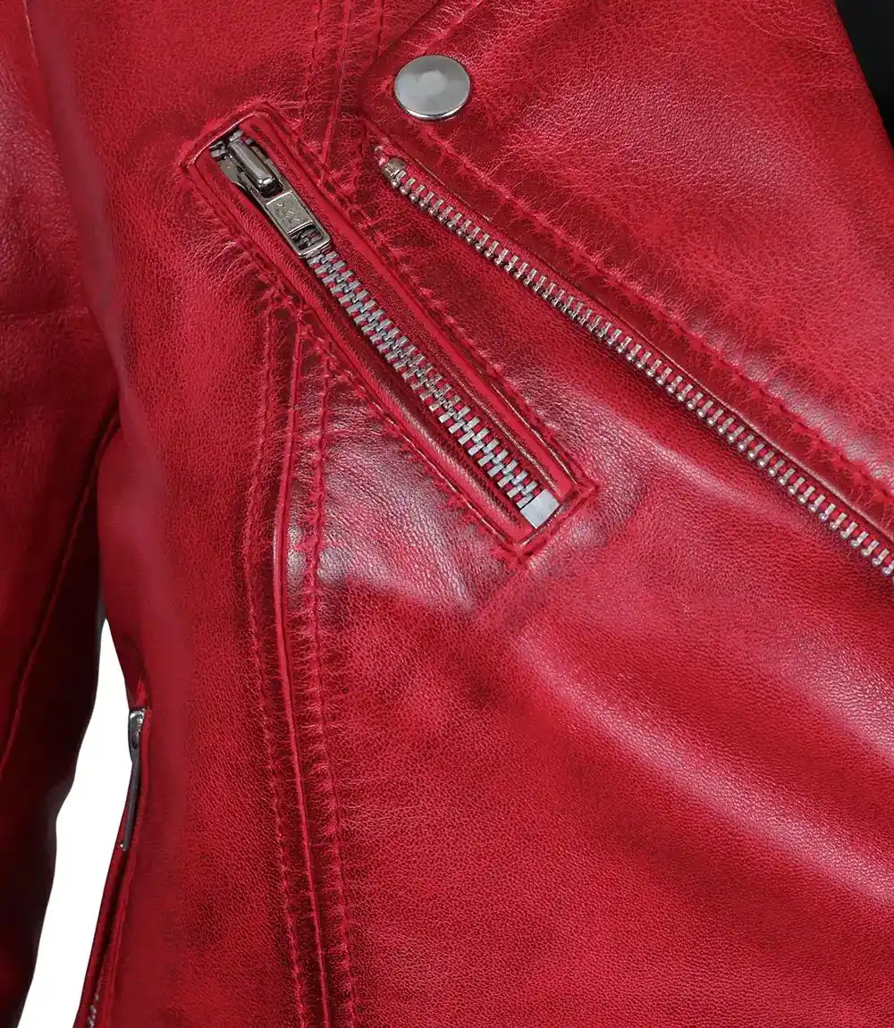 womens red biker jackets