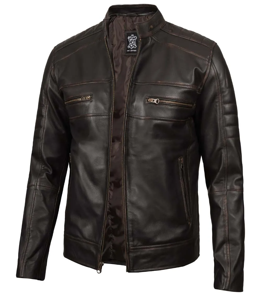 dark brown leather mens jacket