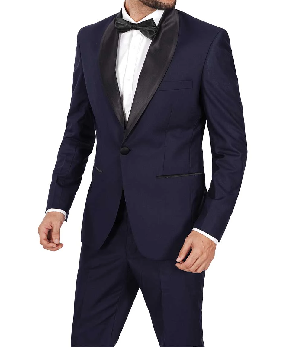 Single Button Blue Tuxedo Suit For Men