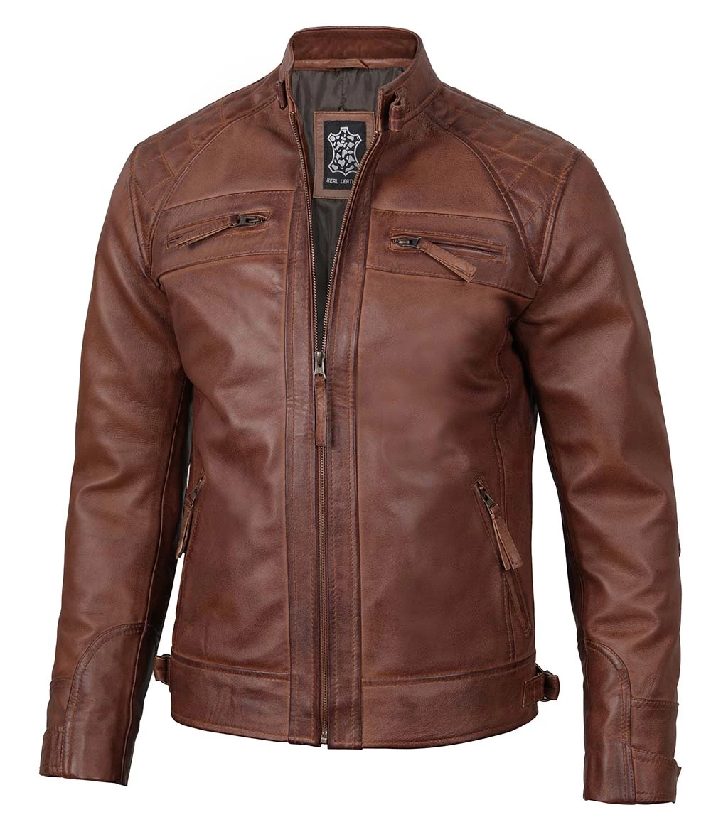 quilted brown leather jacket mens