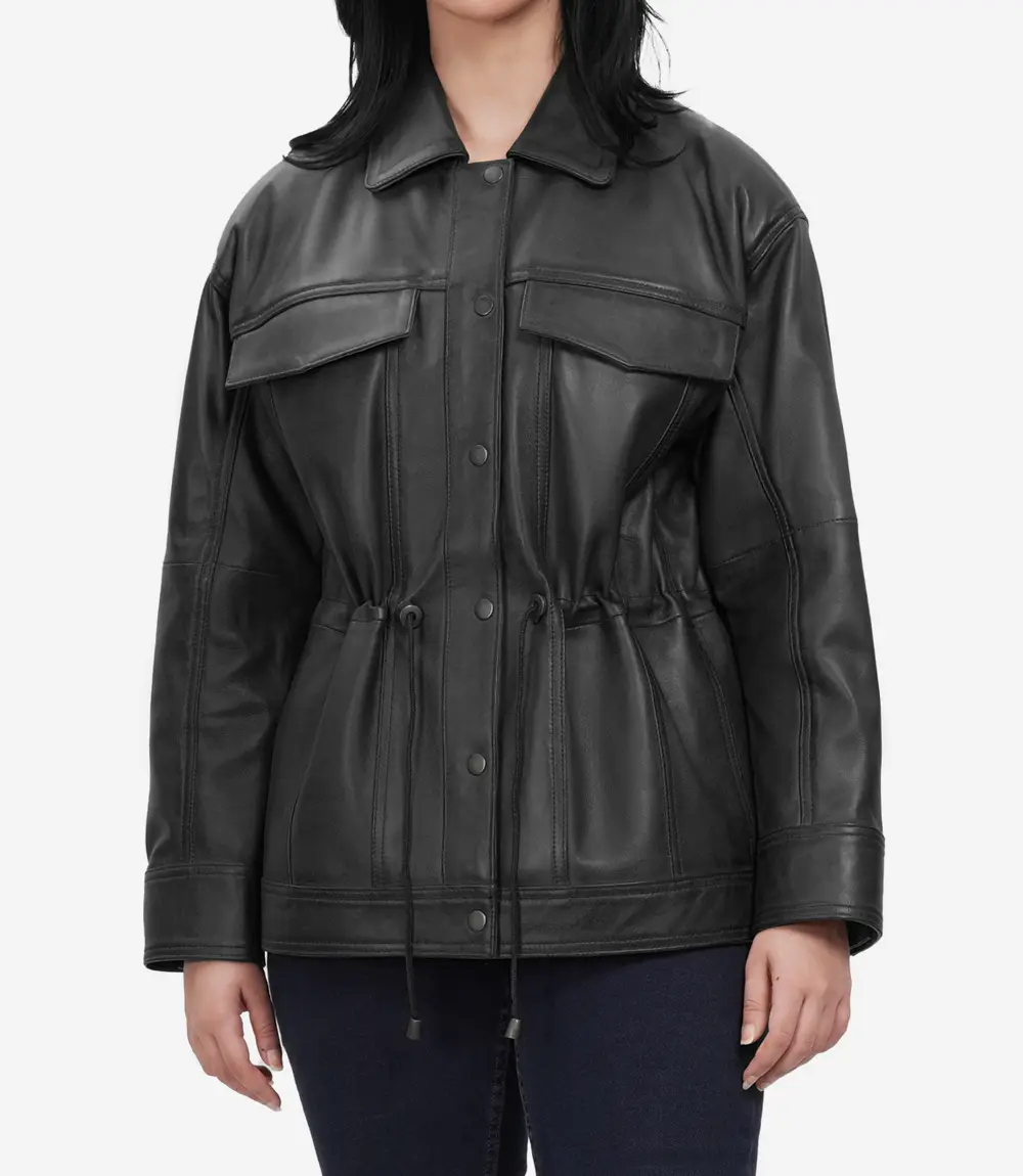 leather trucker jacket womens oversized