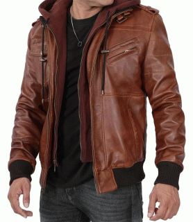 edinburgh brown hooded leather jacket