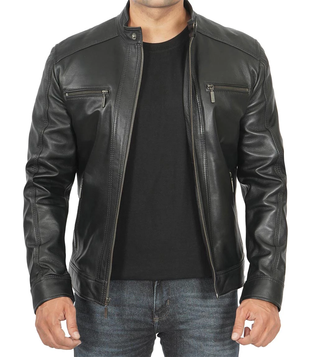 hooded style leather jacket