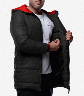 mens puffer jacket hooded black