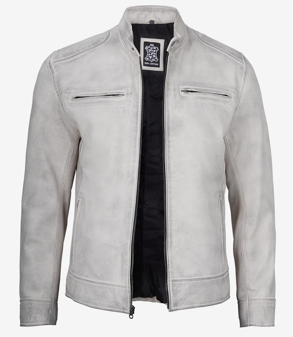 motorcycle leather jacket mens offwhite