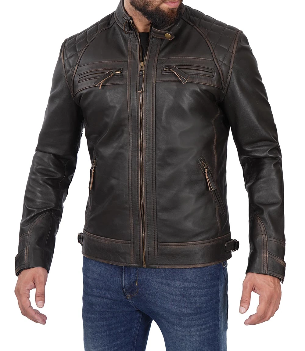 mens brown motorcycle leather jacket
