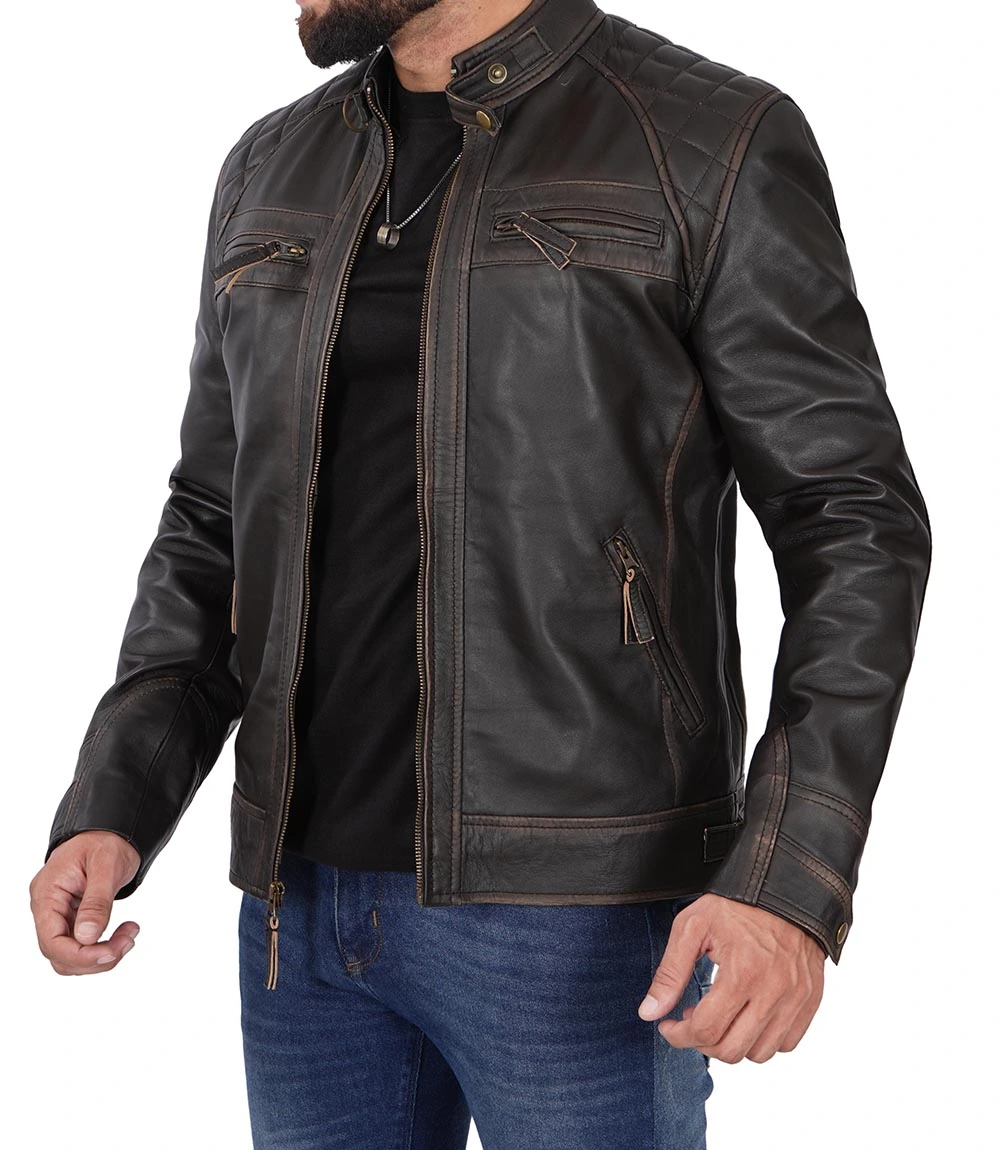 mens brown motorcycle jacket