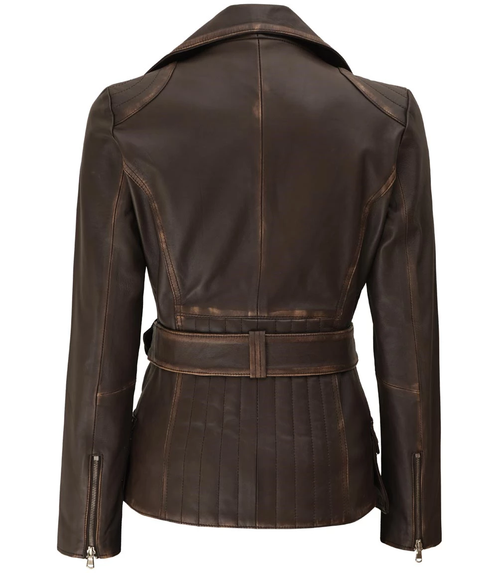 dark brown distressed leather jacket