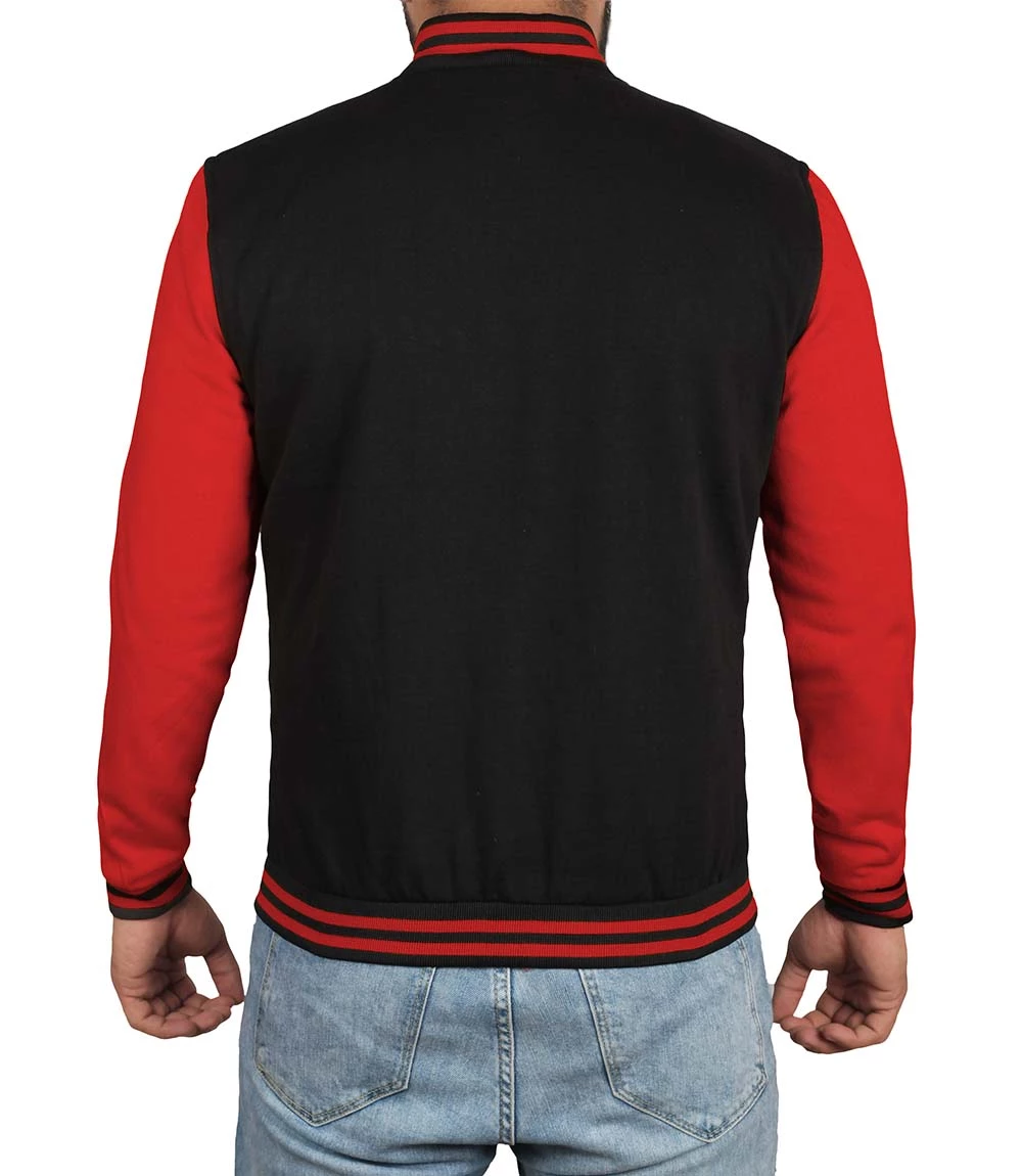 Mens Baseball Style Red and Black Letterman Jacket
